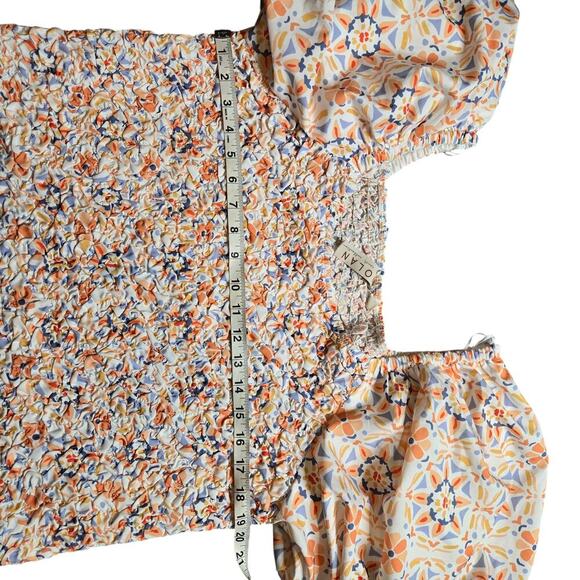 Dolan Off-the-Shoulder Textured Top in Orange Motif Size: 1X - Picture 6 of 8